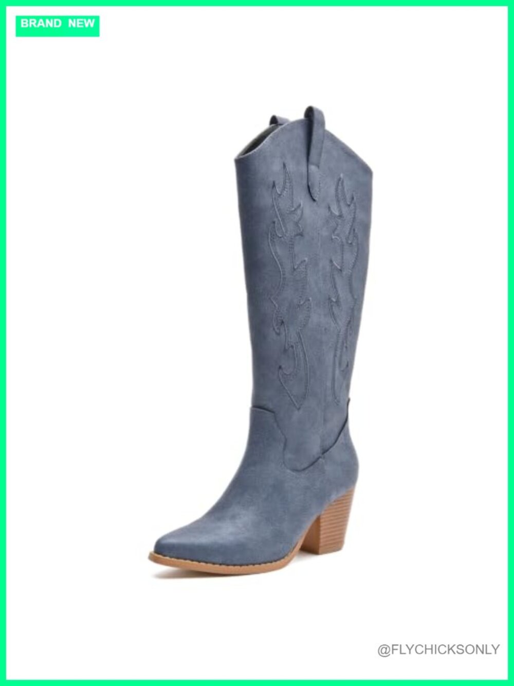 Women's Knee High Cowboy Boots Faux Leather Chunky Block Heel Western